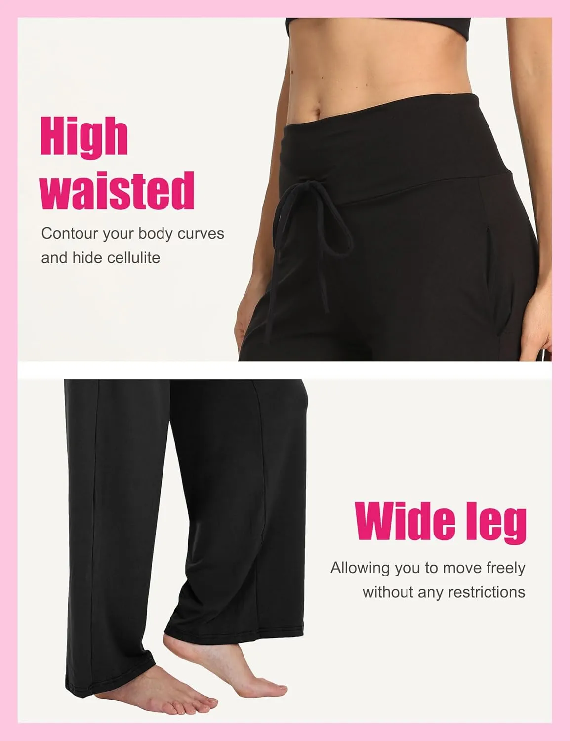 1/3 Pack Wide Leg Yoga Pants for Women, Comfy Lounge Pajama Sweatpants Loose Causal Palazzo with Pockets