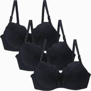 3 Pack Bras for Women Lace No Underwire Push Up Bralettes Wireless Adjustable Everyday Bra Comfy Breathable Underwear