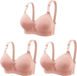 3 Pack Push Up Bras for Women No Underwire Comfort Breathable Bra Full Coverage Padded Bralettes Wireless Underwear