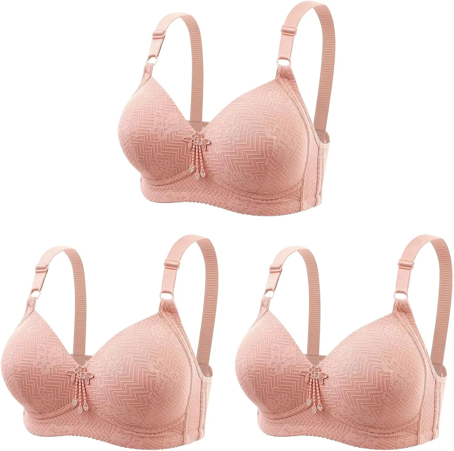 3 Pack Push Up Bras for Women No Underwire Comfort Breathable Bra Full Coverage Padded Bralettes Wireless Underwear