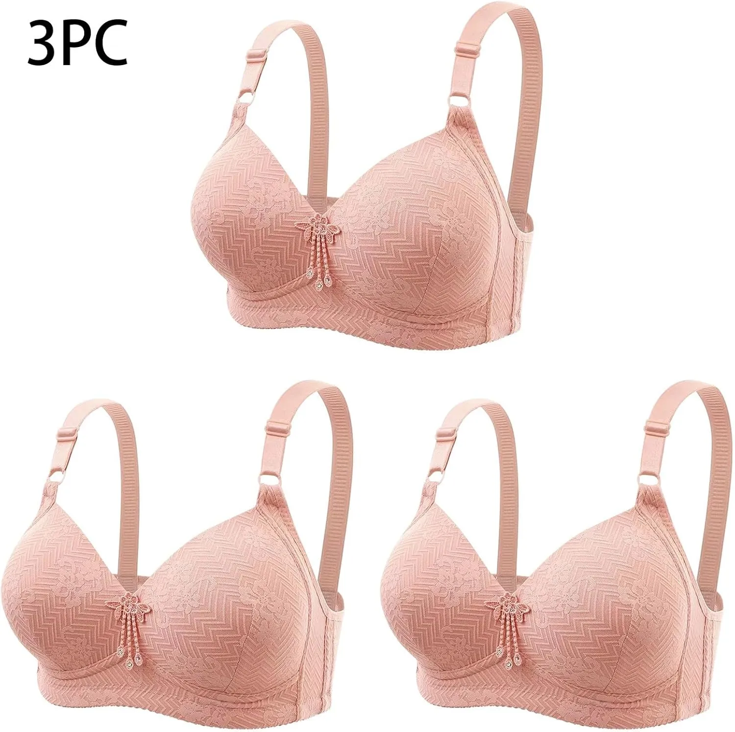 3 Pack Push Up Bras for Women No Underwire Comfort Breathable Bra Full Coverage Padded Bralettes Wireless Underwear