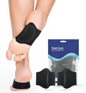 Arch Support Brace (2 Pack) – Adjustable, Non-Slip Arch Wraps with Soft Elastic Silicone Pads for Foot Care, Flat & Fallen Arches, High Arch, Plantar Fasciitis Relief – Fits All Shoes (Black)