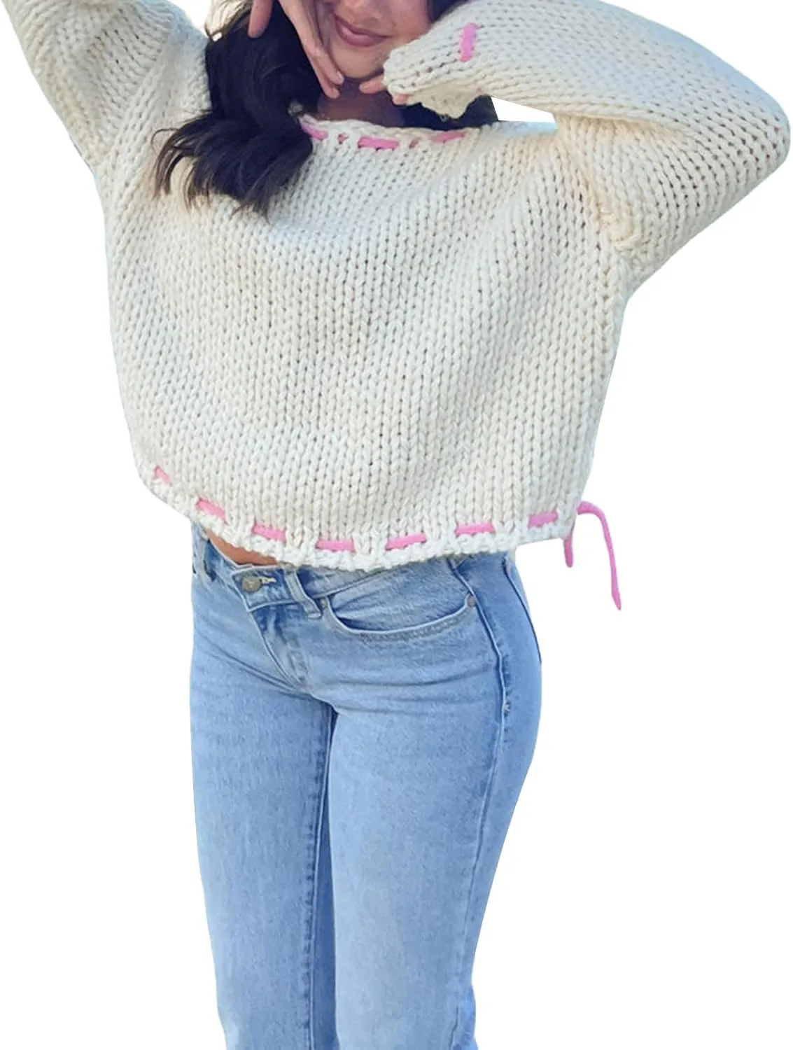 Argeousgor Women Sexy Off Shoulder Long Sleeve Crop Top Tees Slim Fit Ribbed Knit Crop Shirts Y2k Streetwear