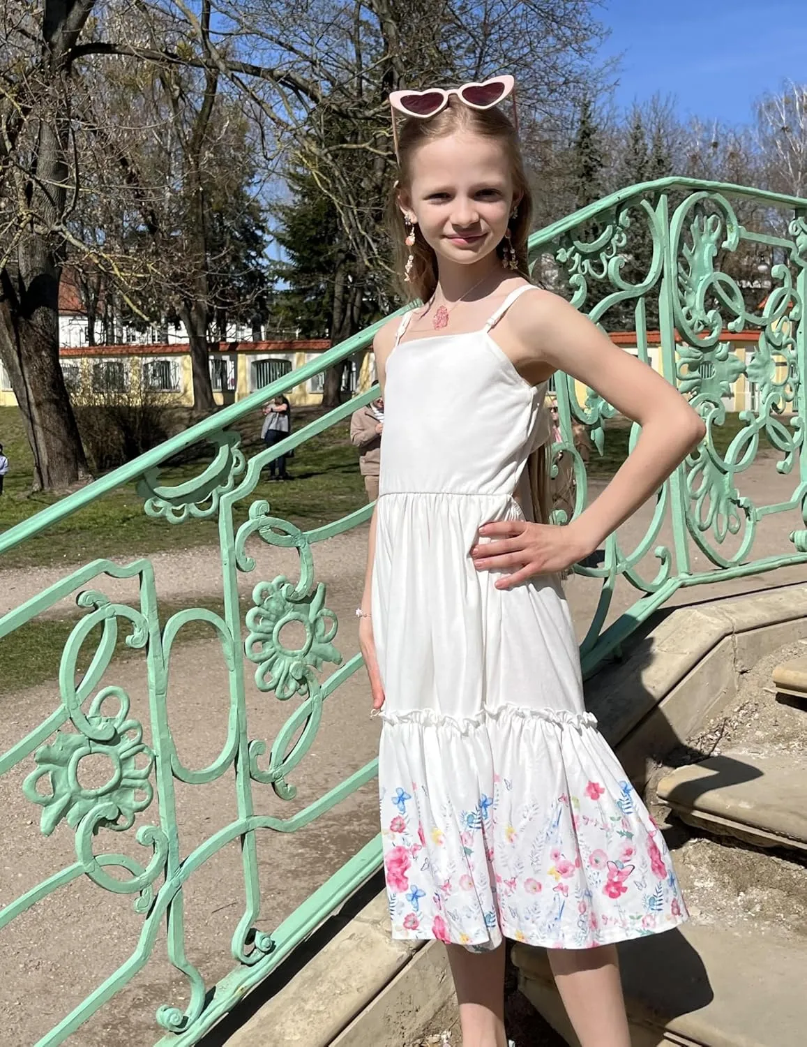 Arshiner Girls Tie Back Dress Spaghetti Strap Ruffle Hem Casual Summer Beach Sundress with Pockets