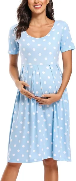 BBHoping Women’s Casual Striped Maternity Dress Short Knee Length Pregnancy Clothes for Baby Shower