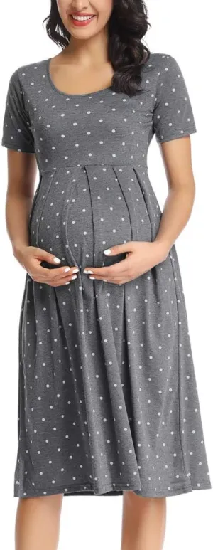 BBHoping Women’s Casual Striped Maternity Dress Short Knee Length Pregnancy Clothes for Baby Shower
