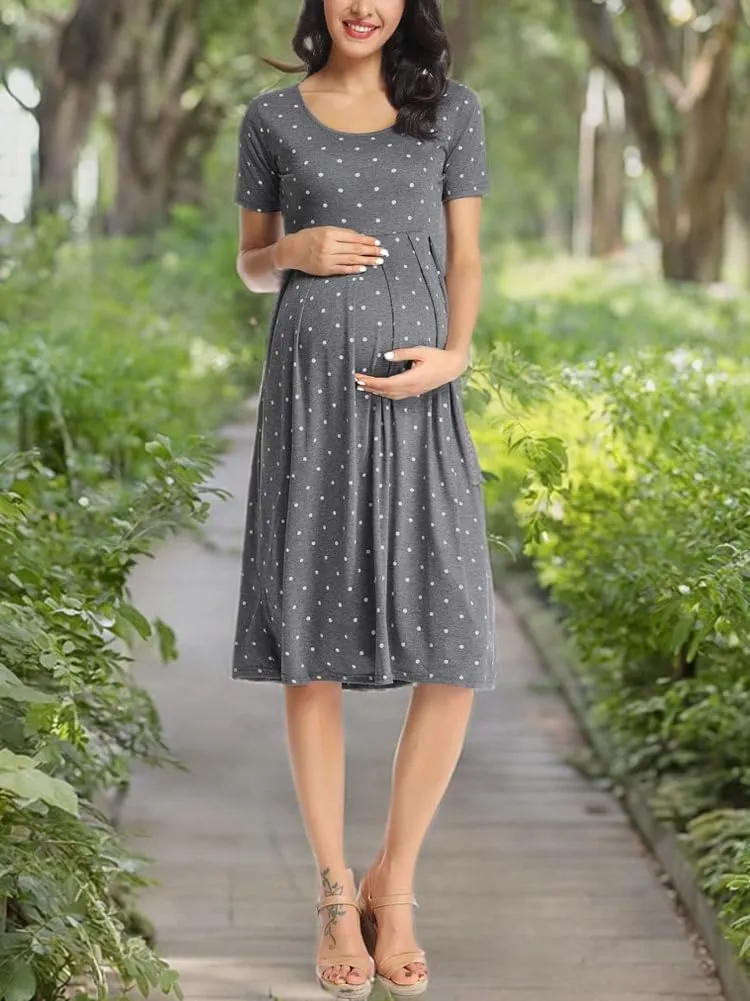 BBHoping Women’s Casual Striped Maternity Dress Short Knee Length Pregnancy Clothes for Baby Shower
