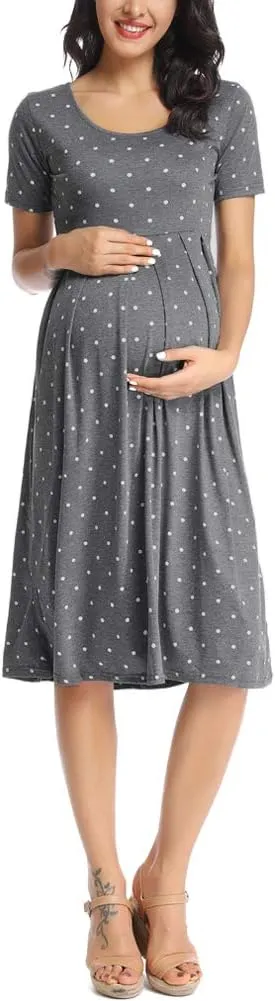 BBHoping Women’s Casual Striped Maternity Dress Short Knee Length Pregnancy Clothes for Baby Shower