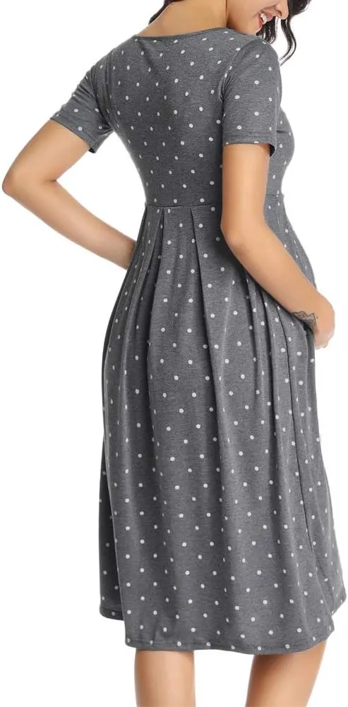 BBHoping Women’s Casual Striped Maternity Dress Short Knee Length Pregnancy Clothes for Baby Shower