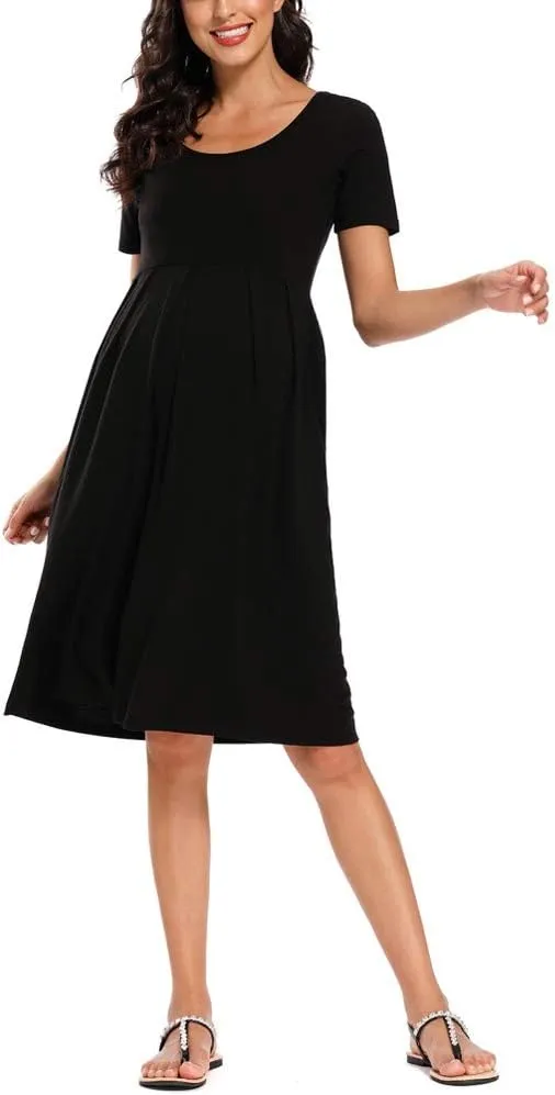 BBHoping Women’s Casual Striped Maternity Dress Short Knee Length Pregnancy Clothes for Baby Shower