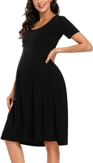 BBHoping Women’s Casual Striped Maternity Dress Short Knee Length Pregnancy Clothes for Baby Shower
