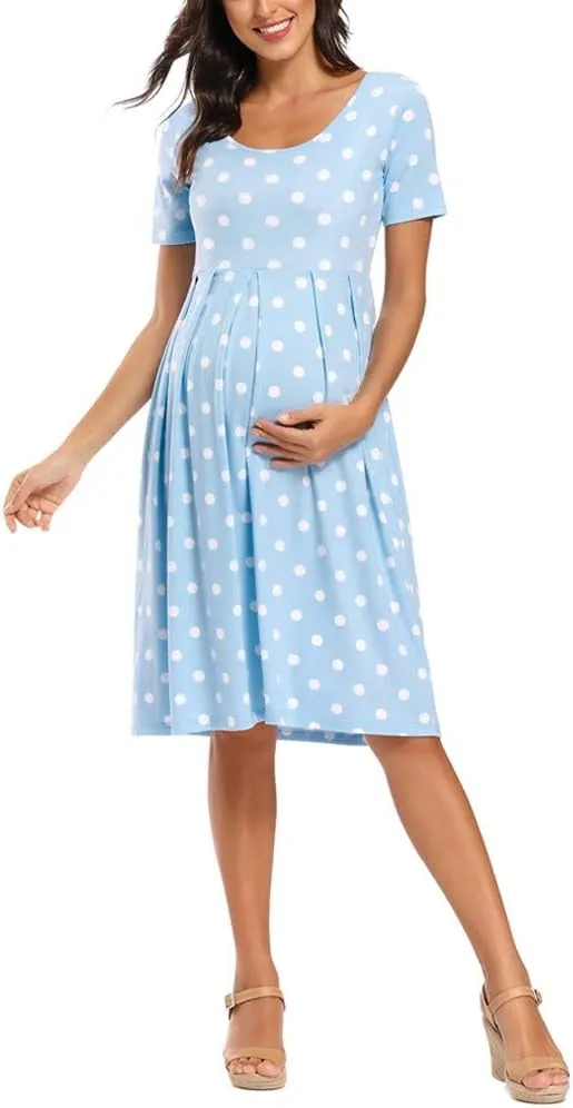 BBHoping Women’s Casual Striped Maternity Dress Short Knee Length Pregnancy Clothes for Baby Shower