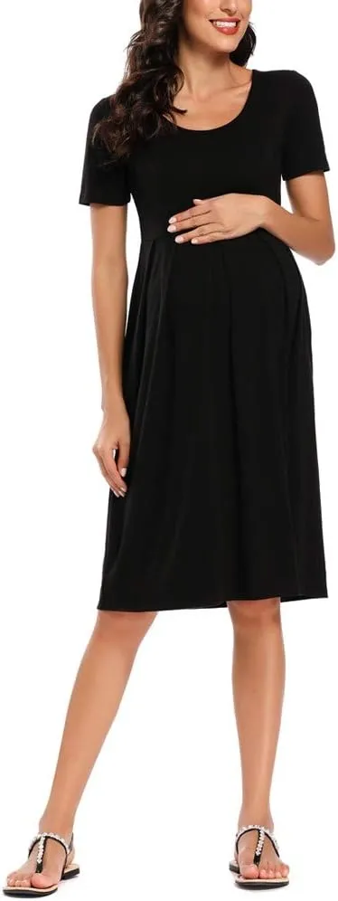 BBHoping Women’s Casual Striped Maternity Dress Short Knee Length Pregnancy Clothes for Baby Shower