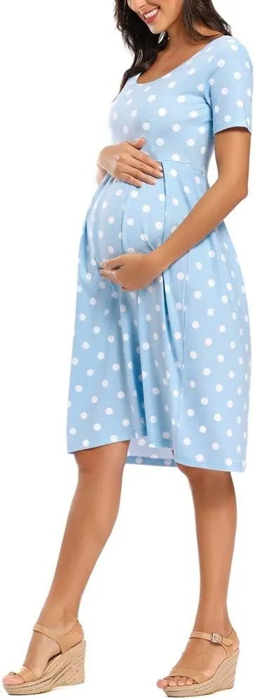 BBHoping Women’s Casual Striped Maternity Dress Short Knee Length Pregnancy Clothes for Baby Shower