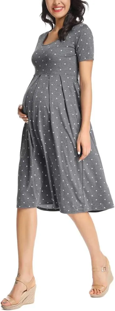 BBHoping Women’s Casual Striped Maternity Dress Short Knee Length Pregnancy Clothes for Baby Shower