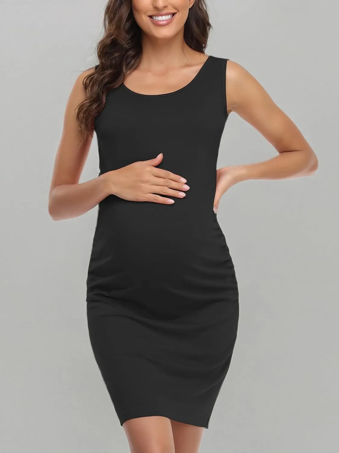 BBHoping Women's Maternity Sleeveless Dresses Maternity Tank Dress Mama Baby Shower Pregnancy Dress