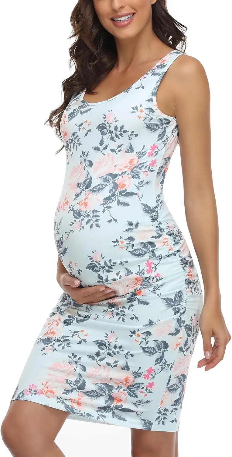 BBHoping Women's Maternity Sleeveless Dresses Maternity Tank Dress Mama Baby Shower Pregnancy Dress