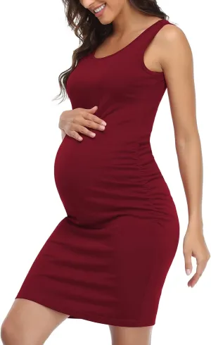 BBHoping Women's Maternity Sleeveless Dresses Maternity Tank Dress Mama Baby Shower Pregnancy Dress