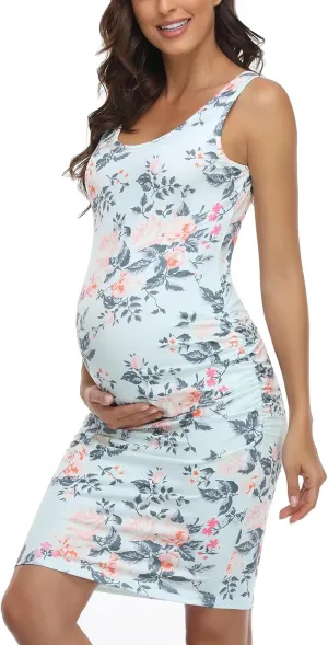 BBHoping Women's Maternity Sleeveless Dresses Maternity Tank Dress Mama Baby Shower Pregnancy Dress