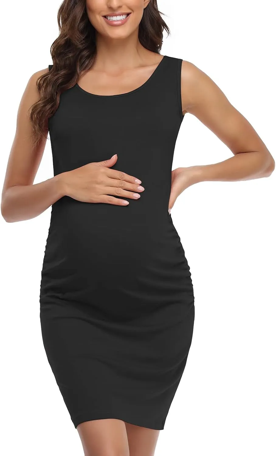 BBHoping Women's Maternity Sleeveless Dresses Maternity Tank Dress Mama Baby Shower Pregnancy Dress