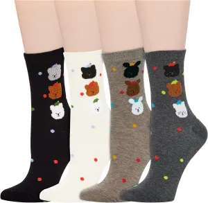 Benefeet Sox Crew Socks for Women Cotton Colorful Vintage Retro High Ankle Socks Patterned Ruffle Casual Cute Novelty Cartoon
