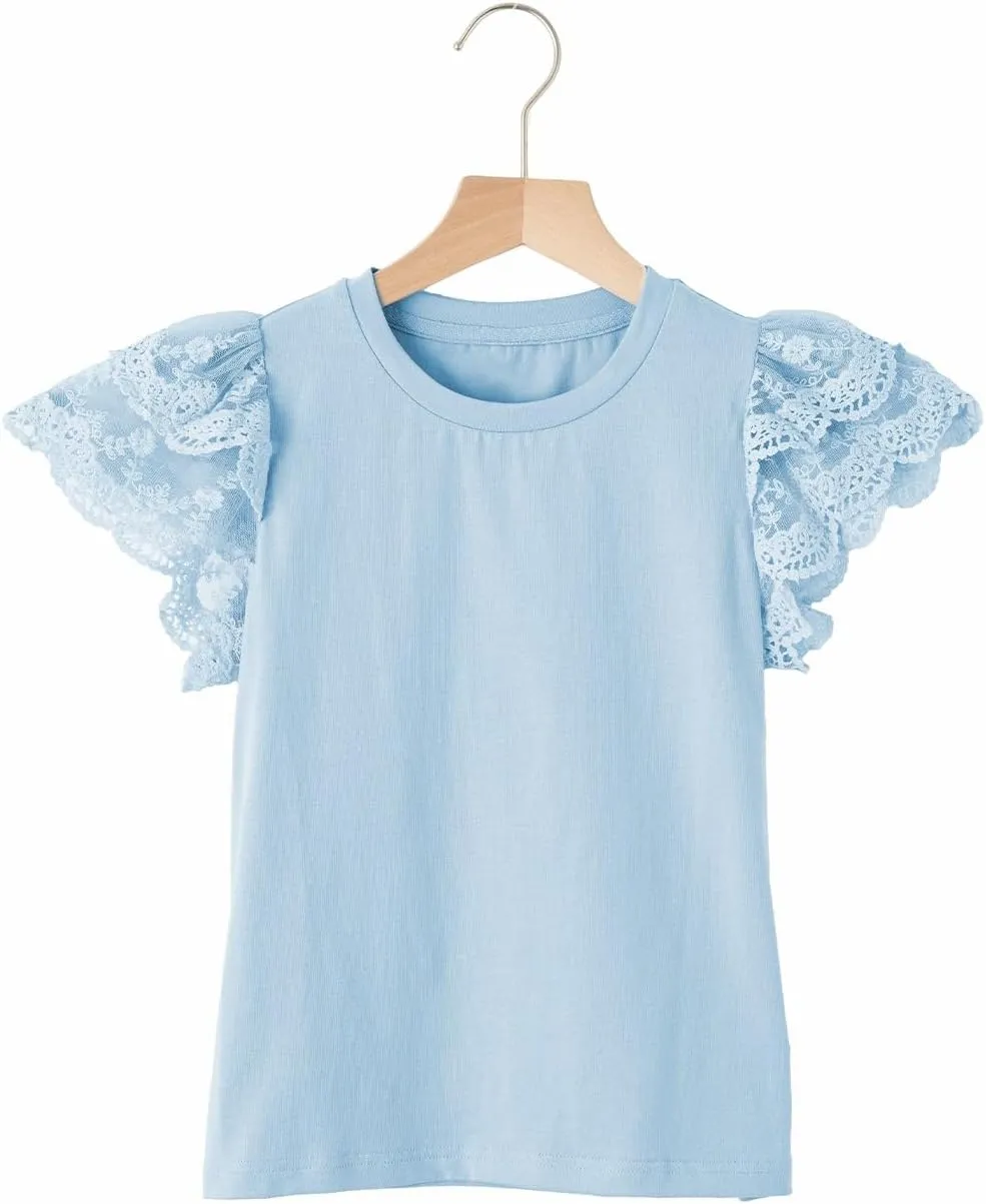 blibean Teen Girls Tshirt Cotton Flowy Short Sleeve Button Tops Size 6-15 Years