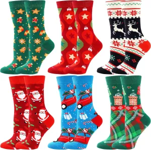 BONANGEL Christmas Socks Women, Funny Novelty Cute Xmas Holiday Crew Socks, Crazy Christmas Gifts for Women Girls