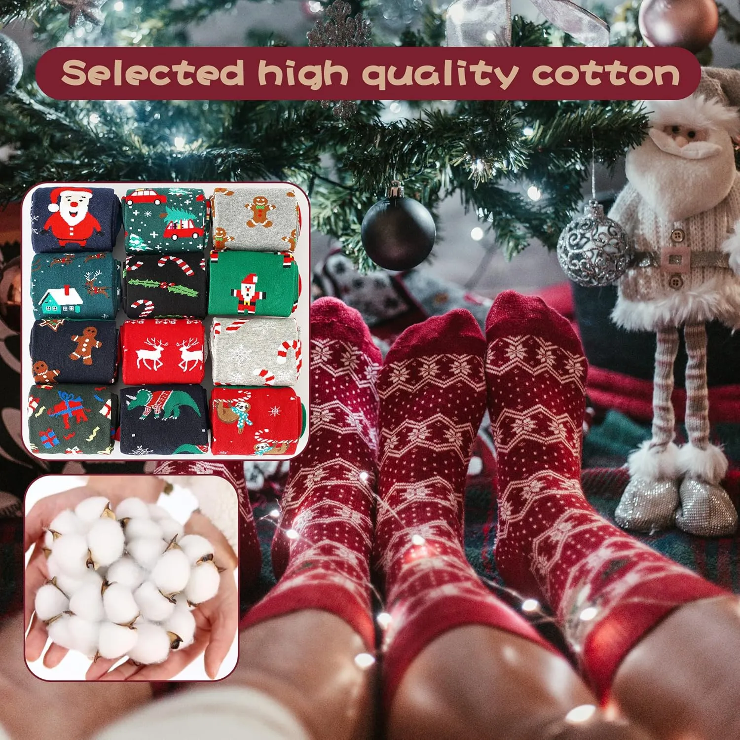BONANGEL Christmas Socks Women, Funny Novelty Cute Xmas Holiday Crew Socks, Crazy Christmas Gifts for Women Girls