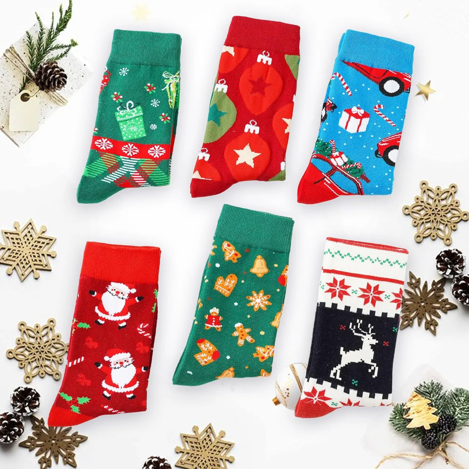 BONANGEL Christmas Socks Women, Funny Novelty Cute Xmas Holiday Crew Socks, Crazy Christmas Gifts for Women Girls