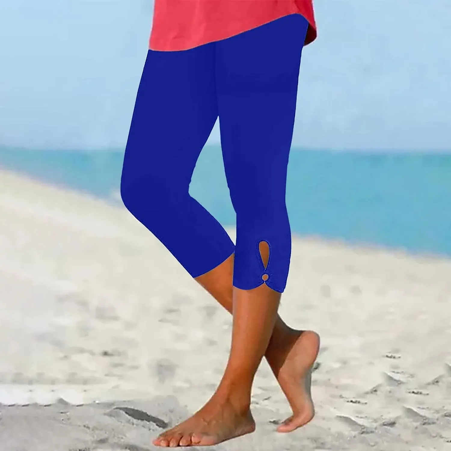 BOXIACEY Capri Leggings for Women 2025 High Waisted Yoga Capris Stretch Knee Length Leggings Cutout Workout Leggings