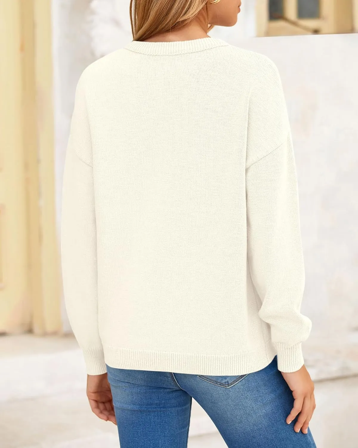 BTFBM Womens Loose Pullover Sweaters Fall Winter Clothes 2025 Crewneck Slouchy Sweater Long Sleeve Casual Knitted Tops