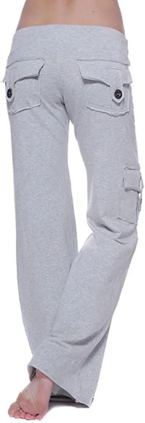 Cargo Pants Women High Waisted Stretchy Pant Baggy Casual Trouser Straight Wide Leg Streetwear with Multiple Pockets
