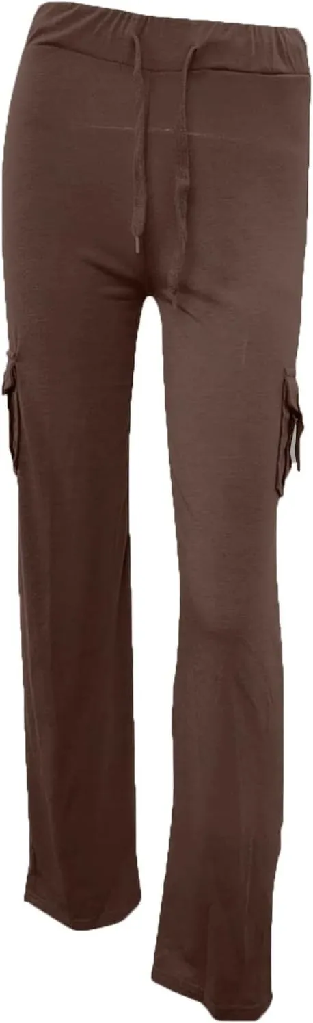 Cargo Pants Women High Waisted Stretchy Pant Baggy Casual Trouser Straight Wide Leg Streetwear with Multiple Pockets