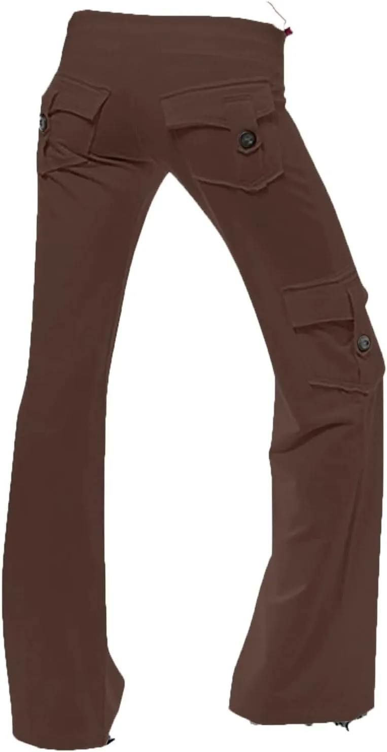 Cargo Pants Women High Waisted Stretchy Pant Baggy Casual Trouser Straight Wide Leg Streetwear with Multiple Pockets