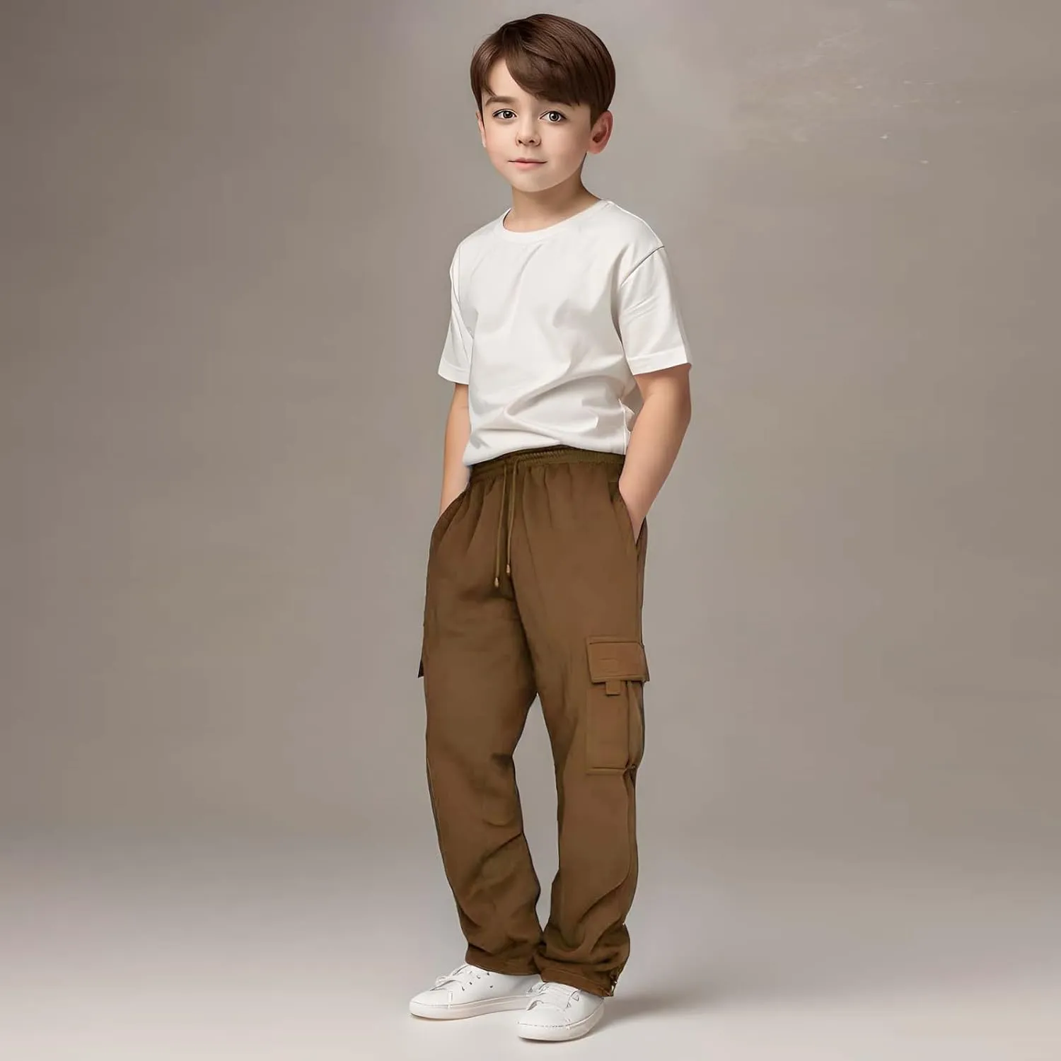 Cargo Sweatpants for Teen Boys Casual Elastic Waist Drawstring Cargo Pants Active Workout Joggers with Pockets