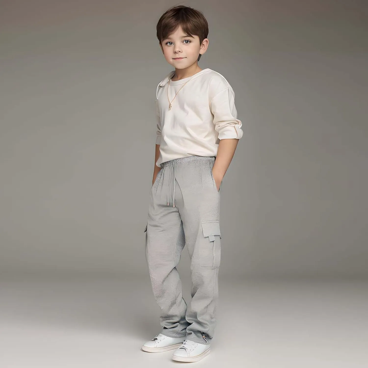 Cargo Sweatpants for Teen Boys Casual Elastic Waist Drawstring Cargo Pants Active Workout Joggers with Pockets