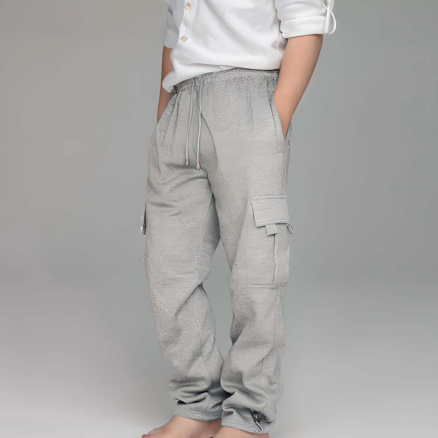 Cargo Sweatpants for Teen Boys Casual Elastic Waist Drawstring Cargo Pants Active Workout Joggers with Pockets
