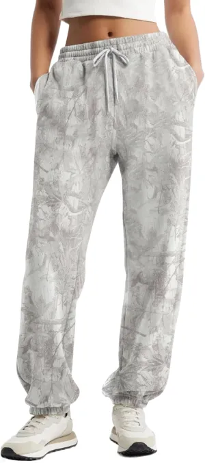 Casual Camo Sweatpants for Women Baggy Fleece Y2K Camouflage High Waisted Joggers Pants with Pockets Streetwear