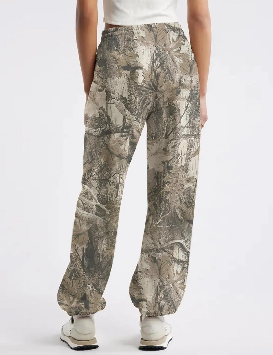 Casual Camo Sweatpants for Women Baggy Fleece Y2K Camouflage High Waisted Joggers Pants with Pockets Streetwear