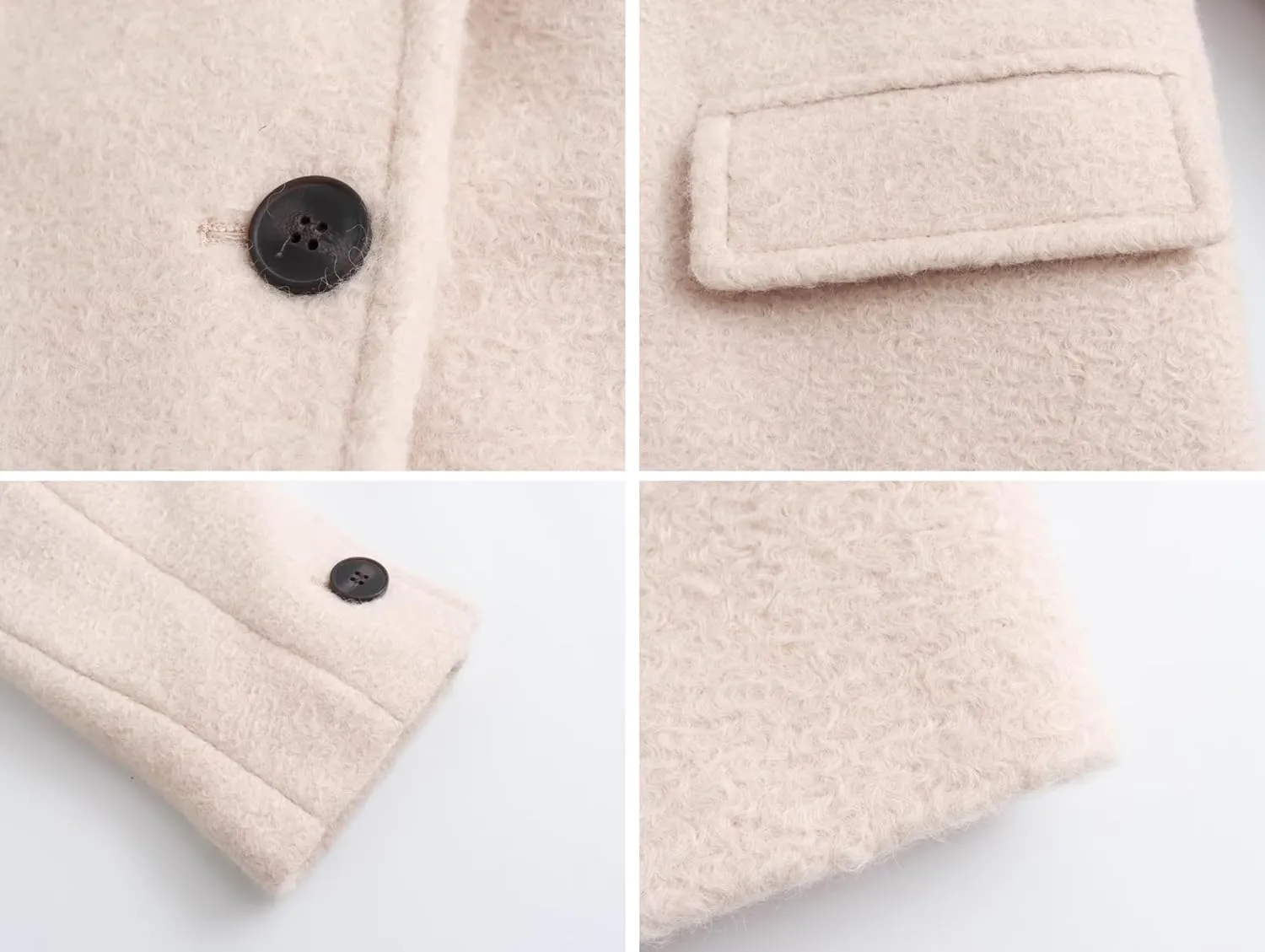chouyatou Women's Winter Single Breasted Boucle Wool Coat Business Casual Warm Wool Trench Coat