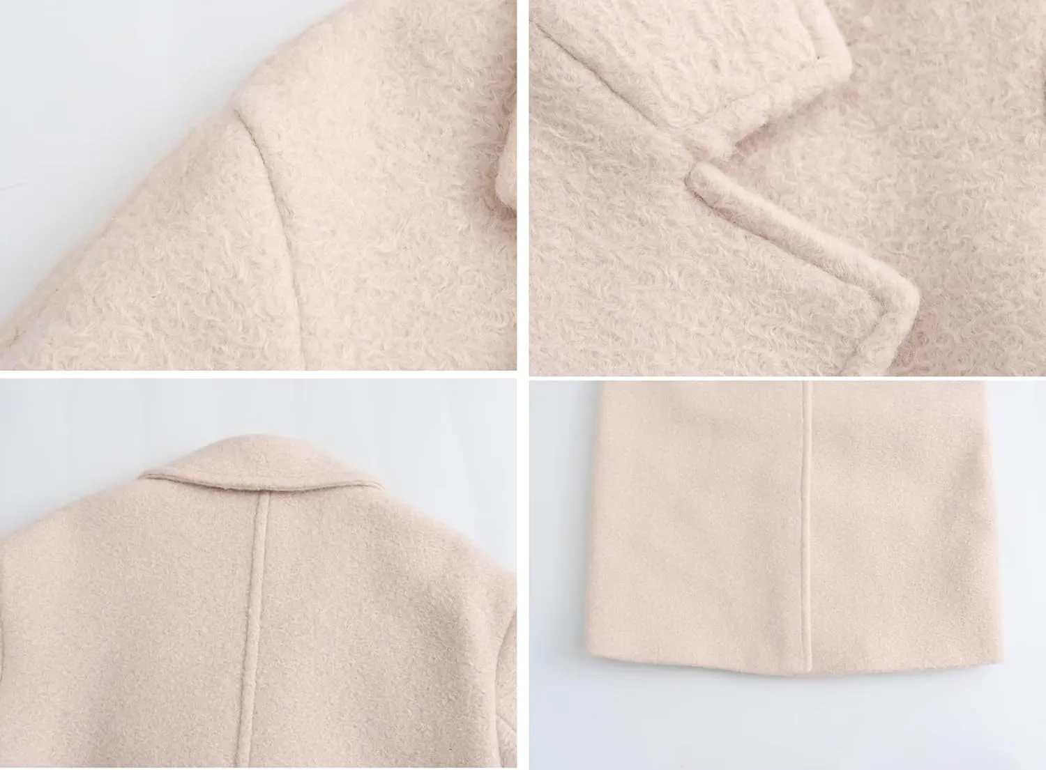 chouyatou Women's Winter Single Breasted Boucle Wool Coat Business Casual Warm Wool Trench Coat