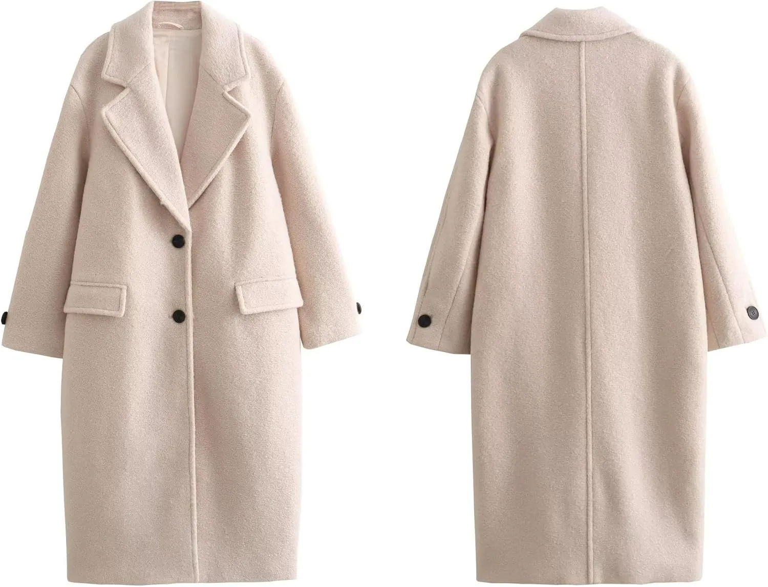 chouyatou Women's Winter Single Breasted Boucle Wool Coat Business Casual Warm Wool Trench Coat