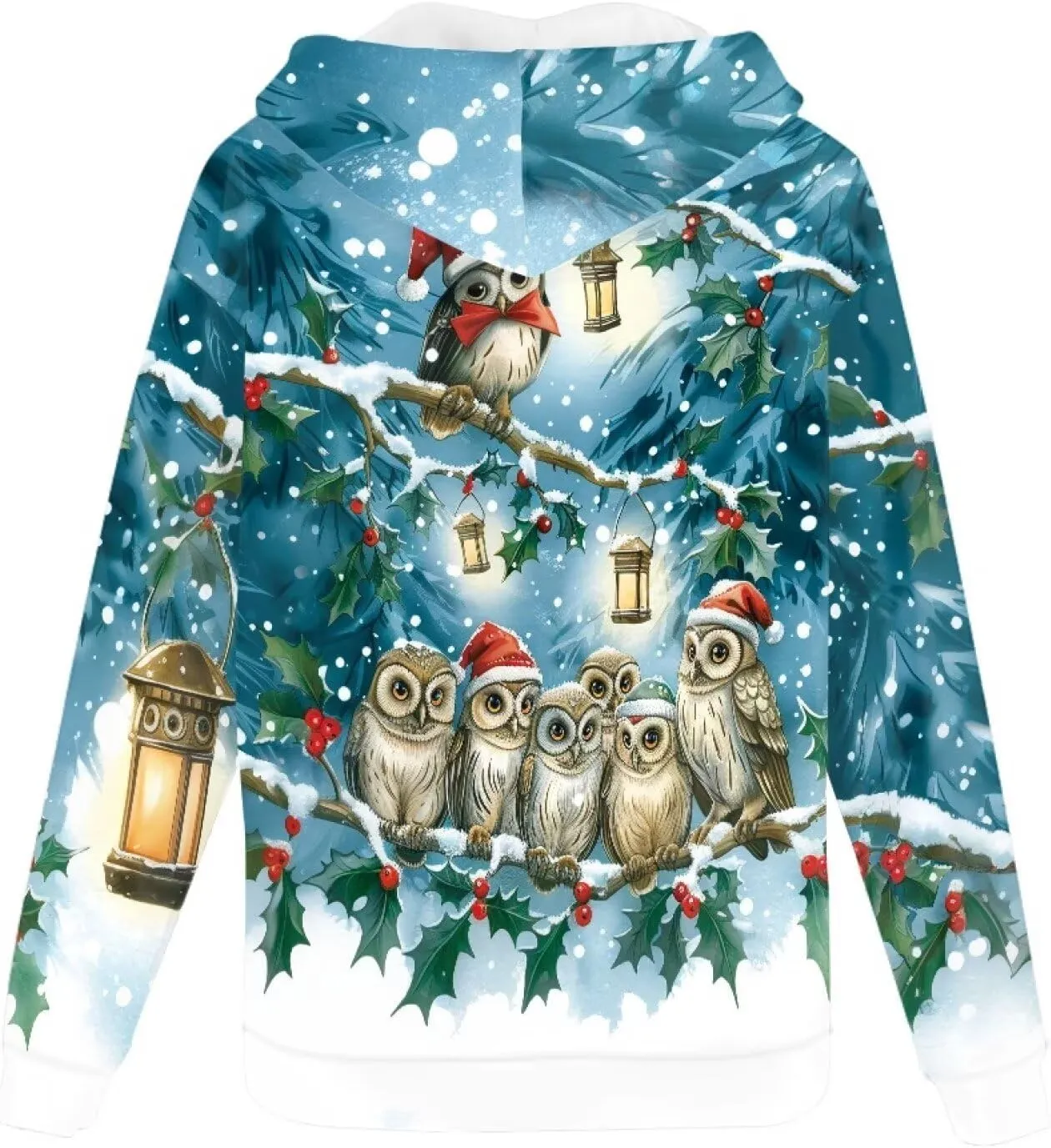 Christmas Men's Zip Up Hoodie Colourful Lights Christmas Snowman Casual Comfy Pullover Long Sleeve Sweatshirt