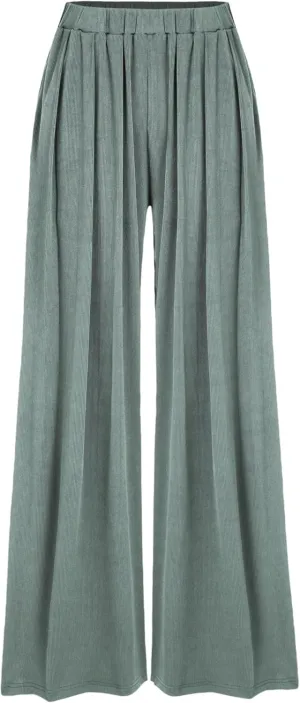 CIDER Wide Leg Palazzo Pants for Women with Pockets Elastic Business Causal Pants Women Summer for Beach Travel Trousers