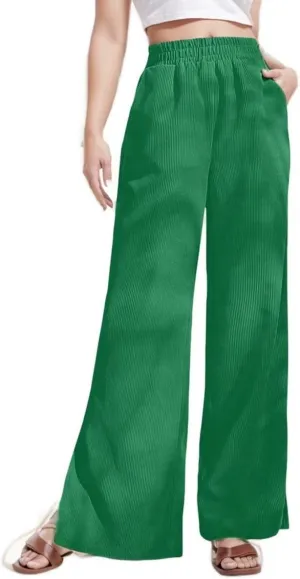 Corduroy Pants for Women Plus Size Wide Leg Casual Pant Tall High Waist Women Pants Bell Bottom Trousers with Pockets