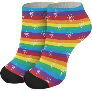 devor No Show Socks Athletic for Women's Socks Short Socks Trendy Rainbow striped LGBT against homosexual discrimination Sock