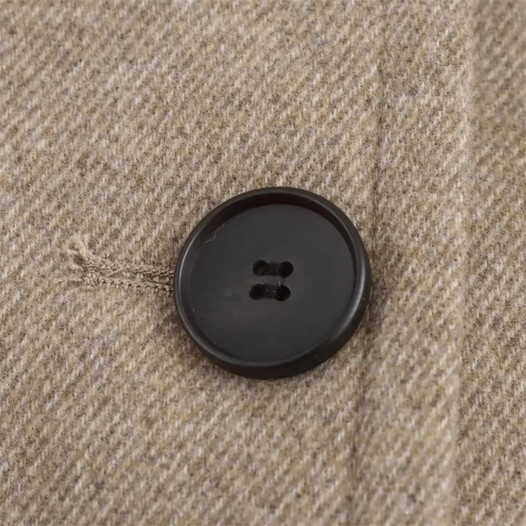 Disimlarl Women Solid Color Woolen Coat Casual Long Soft Overcoat Notched Collar Two Buttons Overcoat
