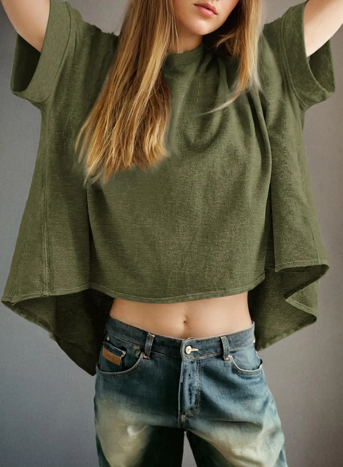 Dokotoo Summer Shirts 2025 Womens Solid T Shirts for Women Loose Oversized Tops Basic Tee