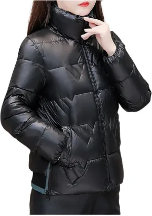 Down Jacket Women Oversized Full Zipper Puffer Coats Warm Thicken Padded Jackets 2024 Winter Outerwear with Pockets