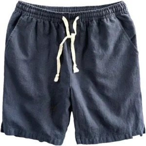 Dvbfufv Men Summer Cotton Linen Beach Shorts Youth Casual Solid Color Loose Drawstring Short Pants